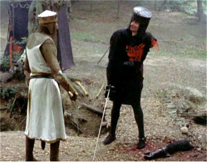 How sceptics like me view the alarmists. They are completely defeated but just will not admit the reality of the situation. (Black Night from Monty Python Holy Grail nursing their wounds and saying "tis a scratch".